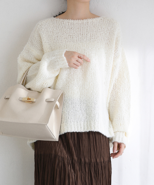 La TOTALITE（ラトータリテ）の「【洗える】ローゲージブークレプルオーバー（ニット/セーター・レディース・ピンク系その他/ホワイト/イエロー・FREE）」の7枚目の写真