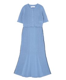 LAGUNAMOON | バイカラーサイドラインレースニットセットアップ(ワンピース)
