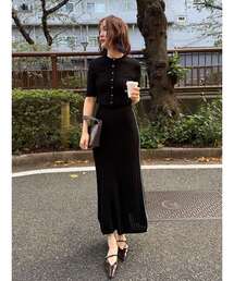 LAGUNAMOON | バイカラーサイドラインレースニットセットアップ(ワンピース)