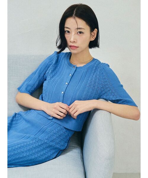 LAGUNAMOON（ラグナムーン）の「バイカラーサイドラインレースニットセットアップ（ワンピース・レディース・ホワイト/ブラック/ブルー・MEDIUM/SMALL）」の15枚目の写真