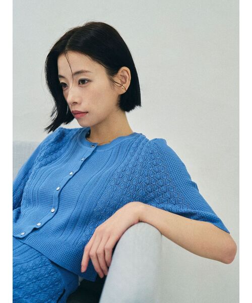 LAGUNAMOON（ラグナムーン）の「バイカラーサイドラインレースニットセットアップ（ワンピース・レディース・ホワイト/ブラック/ブルー・MEDIUM/SMALL）」の16枚目の写真