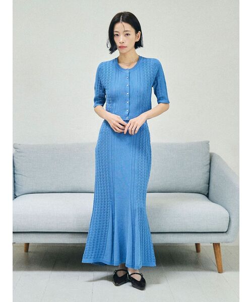 LAGUNAMOON（ラグナムーン）の「バイカラーサイドラインレースニットセットアップ（ワンピース・レディース・ホワイト/ブラック/ブルー・MEDIUM/SMALL）」の19枚目の写真