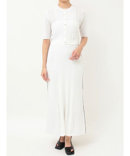 LAGUNAMOON（ラグナムーン）の「バイカラーサイドラインレースニットセットアップ（ワンピース・レディース・ホワイト/ブラック/ブルー・MEDIUM/SMALL）」の12枚目の写真