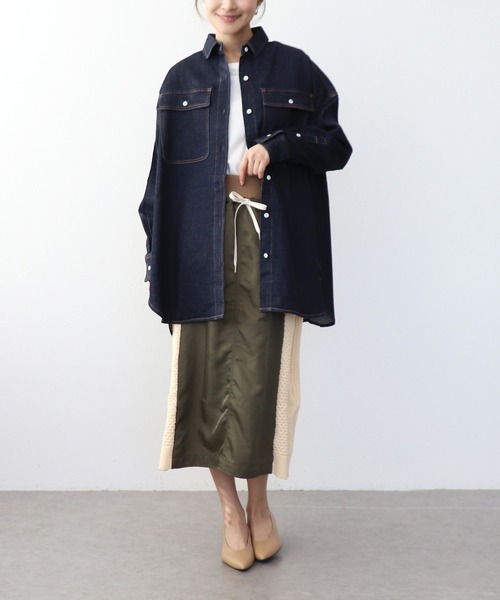 Healthy denim(ヘルシーデニム)の「Almondオーバーデニムシャツ【ヘルシーデニム/HealthyDenim】(シャツ/ブラウス・レディース・インディゴブルー・36)」の2枚目の写真