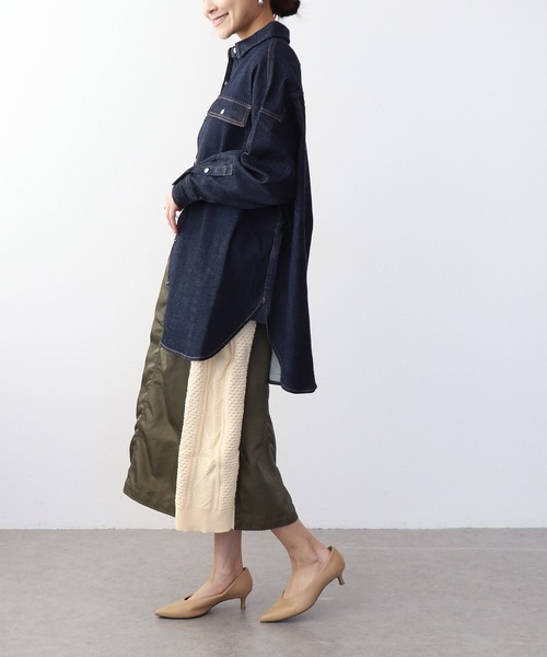 Healthy denim(ヘルシーデニム)の「Almondオーバーデニムシャツ【ヘルシーデニム/HealthyDenim】(シャツ/ブラウス・レディース・インディゴブルー・36)」の4枚目の写真