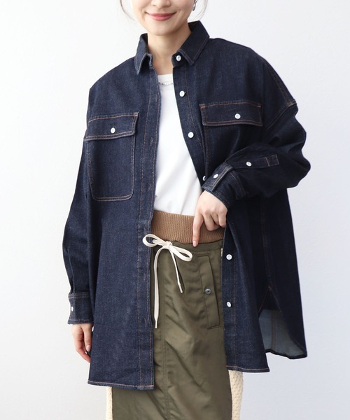 Healthy denim(ヘルシーデニム)の「Almondオーバーデニムシャツ【ヘルシーデニム/HealthyDenim】(シャツ/ブラウス・レディース・インディゴブルー・36)」の6枚目の写真