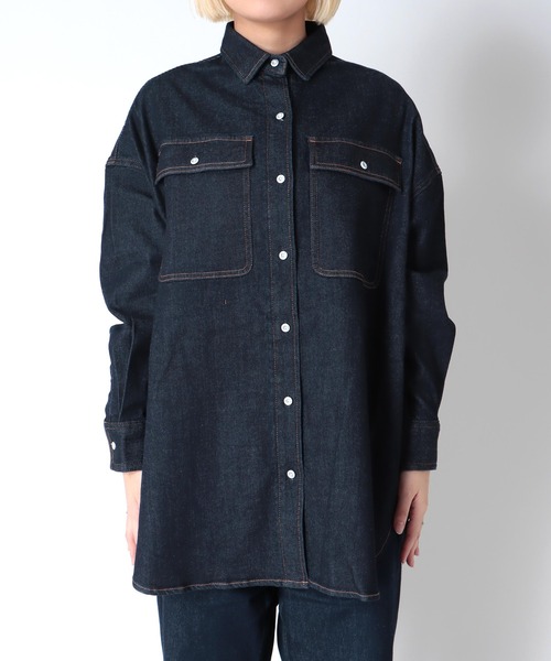 Healthy denim(ヘルシーデニム)の「Almondオーバーデニムシャツ【ヘルシーデニム/HealthyDenim】(シャツ/ブラウス・レディース・インディゴブルー・36)」の8枚目の写真