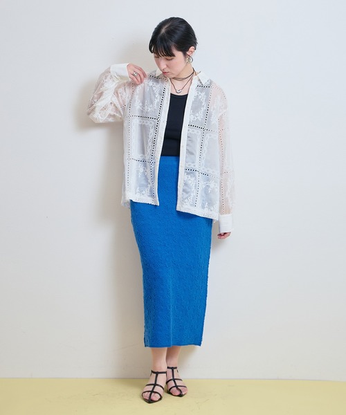 LHELBIE(レルビエ)の「エンブロイダリーシアーシャツ(シャツ/ブラウス・レディース・オフホワイト/ブラック・M)」の10枚目の写真