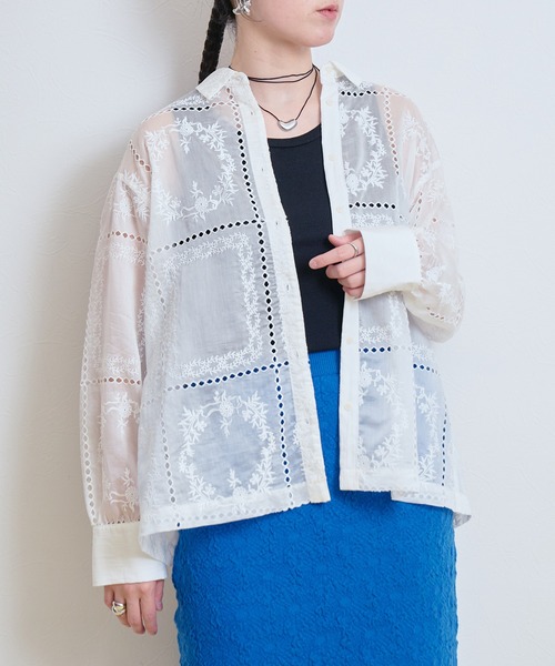 LHELBIE(レルビエ)の「エンブロイダリーシアーシャツ(シャツ/ブラウス・レディース・オフホワイト/ブラック・M)」の22枚目の写真