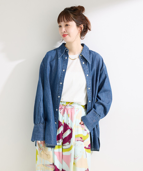 B.C STOCK(ベーセーストック)の「ウォッシャブル / DU JOUR / デュ ジュール LONG-POINT JEAN SHIRT(シャツ/ブラウス・レディース・ブルー系その他・FREE)」の14枚目の写真