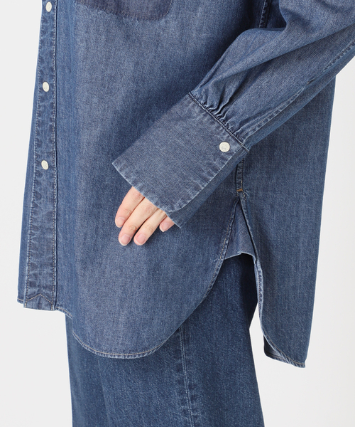 B.C STOCK(ベーセーストック)の「ウォッシャブル / DU JOUR / デュ ジュール LONG-POINT JEAN SHIRT(シャツ/ブラウス・レディース・ブルー系その他・FREE)」の8枚目の写真