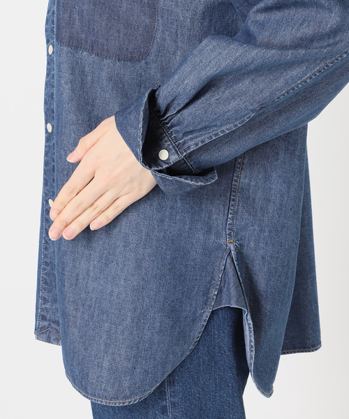 B.C STOCK(ベーセーストック)の「ウォッシャブル / DU JOUR / デュ ジュール LONG-POINT JEAN SHIRT(シャツ/ブラウス・レディース・ブルー系その他・FREE)」の9枚目の写真