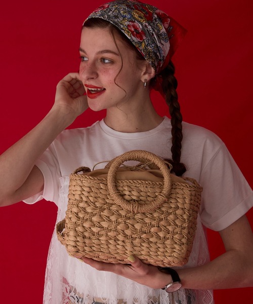 BONLECILL Marche(ボンルシールマルシェ)の「【BONLECILL Marche】サークルハンドルバスケット/カゴバッグ/ハンドメイド(かごバッグ・レディース・ベージュ/アイボリー・FREE)」の1枚目の写真