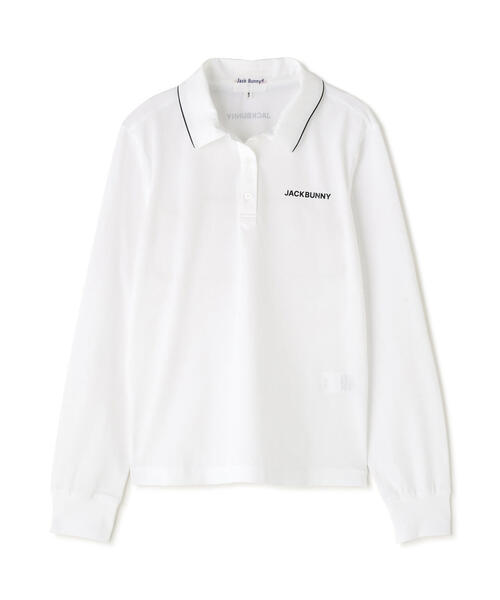 Jack Bunny!!(ジャックバニー)の「【Jack Bunny!!】DRYCUBE TECH 超速乾長袖ポロシャツ(ポロシャツ・レディース・ホワイト/ブラック・SMALL/MEDIUM/LARGE)」の1枚目の写真