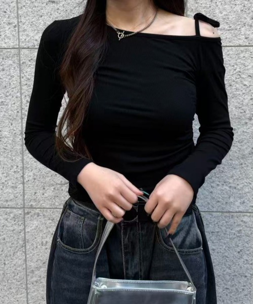 mebole(メボレ)の「リボンショルダーカットソー(Tシャツ/カットソー・レディース・ホワイト/グレー/ブラック・FREE)」の16枚目の写真