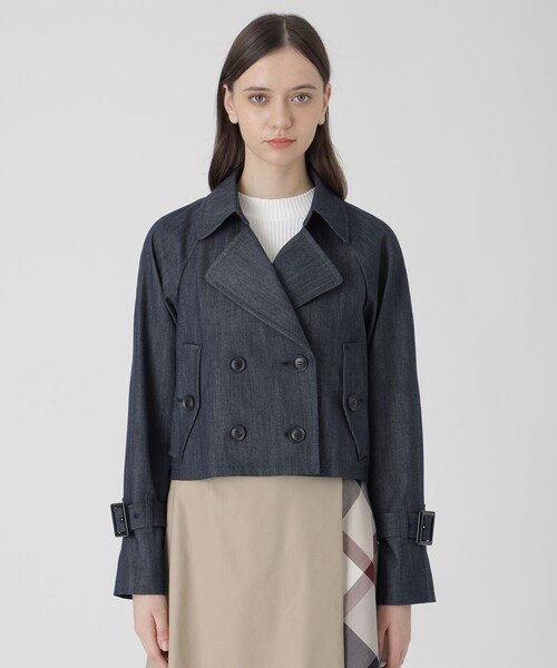 BLUE LABEL CRESTBRIDGE（ブルーレーベルクレストブリッジ）の「バックコンシャスショートトレンチコート（トレンチコート・レディース・ベージュ/ダークネイビー・38/36）」の4枚目の写真