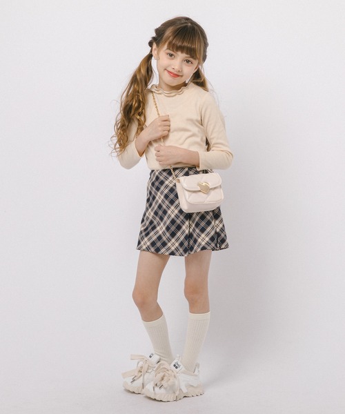 URBAN CHERRY（アーバンチェリー）の「【インナーパンツ付き】ダブルベルトチェックラップスカート（スカート・キッズ・イエロー/ネイビー/ピンク/グレー・110cm/120cm/130cm/140cm/150cm）」の22枚目の写真
