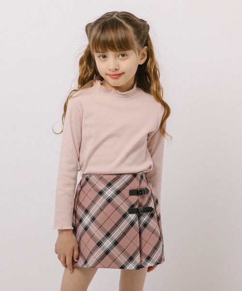 URBAN CHERRY（アーバンチェリー）の「【インナーパンツ付き】ダブルベルトチェックラップスカート（スカート・キッズ・イエロー/ネイビー/ピンク/グレー・110cm/120cm/130cm/140cm/150cm）」の9枚目の写真