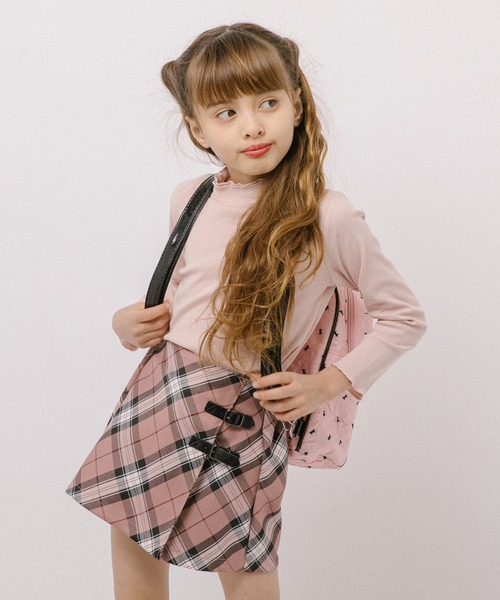 URBAN CHERRY（アーバンチェリー）の「【インナーパンツ付き】ダブルベルトチェックラップスカート（スカート・キッズ・イエロー/ネイビー/ピンク/グレー・110cm/120cm/130cm/140cm/150cm）」の10枚目の写真