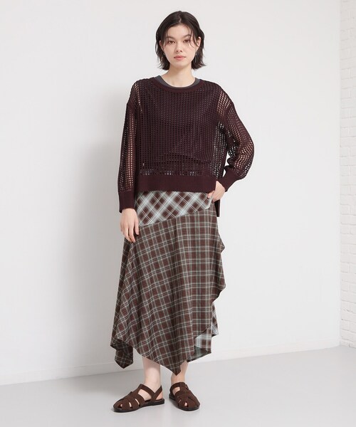 THE SHOP TK （ザ ショップ ティーケー ）の「チェック柄アシンメトリースカート（スカート・レディース・ブラック系1/ダークブラウン系1・12/13）」の12枚目の写真