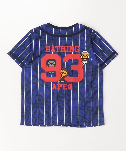 A BATHING APE（アベイシングエイプ）の「ALL BABY MILO STRIPE MILO BASEBALL SHIRT（シャツ/ブラウス・キッズ・ネイビー/ホワイト・110/140/120/100/130）」の9枚目の写真