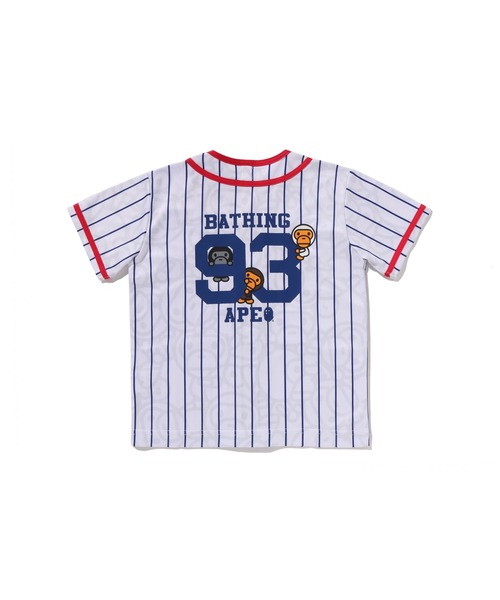 A BATHING APE（アベイシングエイプ）の「ALL BABY MILO STRIPE MILO BASEBALL SHIRT（シャツ/ブラウス・キッズ・ネイビー/ホワイト・110/140/120/100/130）」の3枚目の写真
