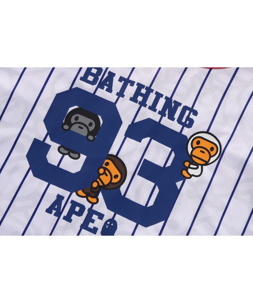 A BATHING APE（アベイシングエイプ）の「ALL BABY MILO STRIPE MILO BASEBALL SHIRT（シャツ/ブラウス・キッズ・ネイビー/ホワイト・110/140/120/100/130）」の7枚目の写真