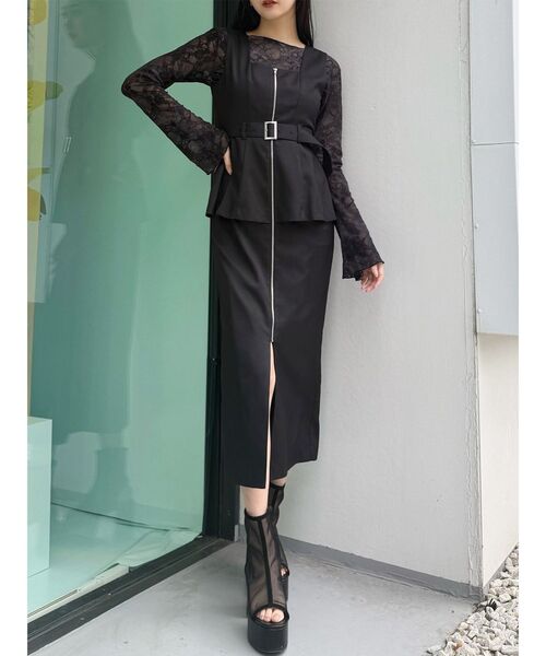 MURUA（ムルーア）の「フロントZIPビスチェジャンパースカート（ジャンパースカート・レディース・グレー/ブラック/ベージュ・2/1）」の2枚目の写真