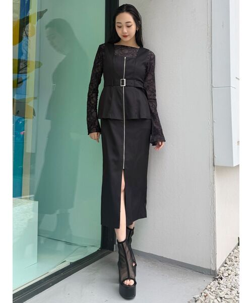 MURUA（ムルーア）の「フロントZIPビスチェジャンパースカート（ジャンパースカート・レディース・グレー/ブラック/ベージュ・2/1）」の13枚目の写真