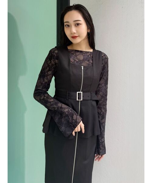 MURUA（ムルーア）の「フロントZIPビスチェジャンパースカート（ジャンパースカート・レディース・グレー/ブラック/ベージュ・2/1）」の15枚目の写真