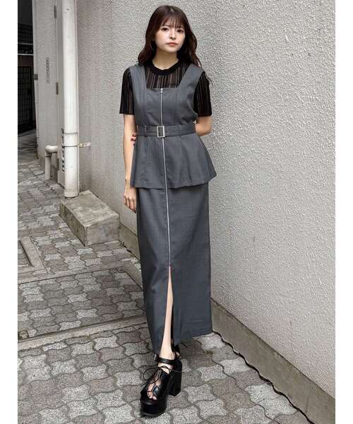 MURUA（ムルーア）の「フロントZIPビスチェジャンパースカート（ジャンパースカート・レディース・グレー/ブラック/ベージュ・2/1）」の18枚目の写真