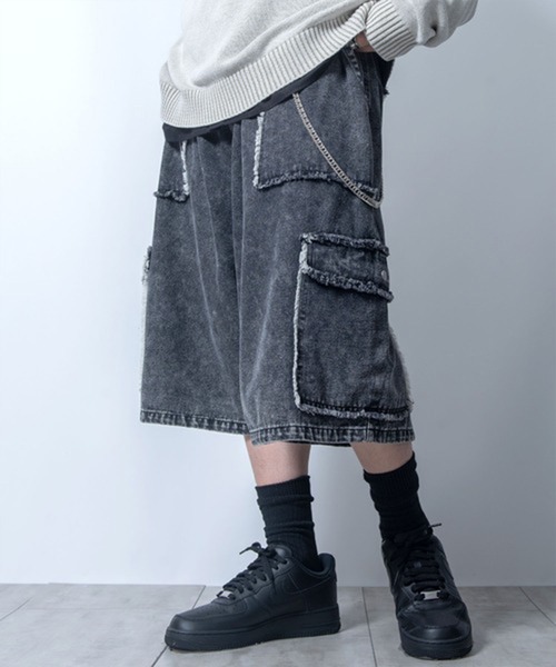 NOIZY(ノイジー)の「wide buggy denim Jorts/ワイド バギー デニム ジョーツ(デニムパンツ・メンズ・ブラック系その他2/ブラック系その他・MEDIUM/LARGE)」の1枚目の写真