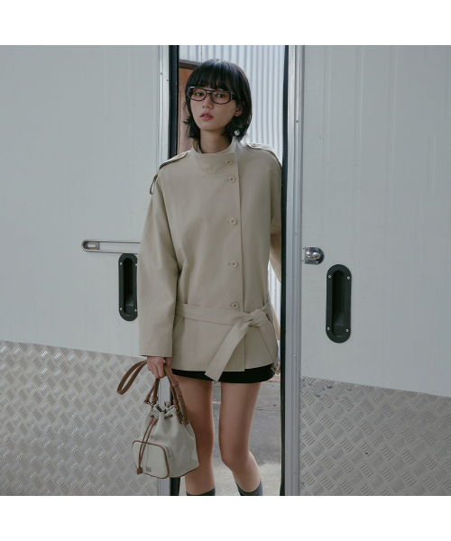 LAP(ラップ)の「ハイネックハーフトレンチコート AS1WC260(トレンチコート・レディース・ベージュ・FREE)」の5枚目の写真