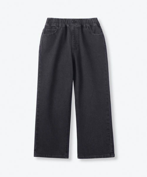 MUSINSA STANDARD KIDS（ムシンサスタンダードキッズ）の「起毛ワイドデニムパンツ [ウォッシュドブラック]（デニムパンツ・レディース・その他・100/110/120/130/160/150/140）」の2枚目の写真