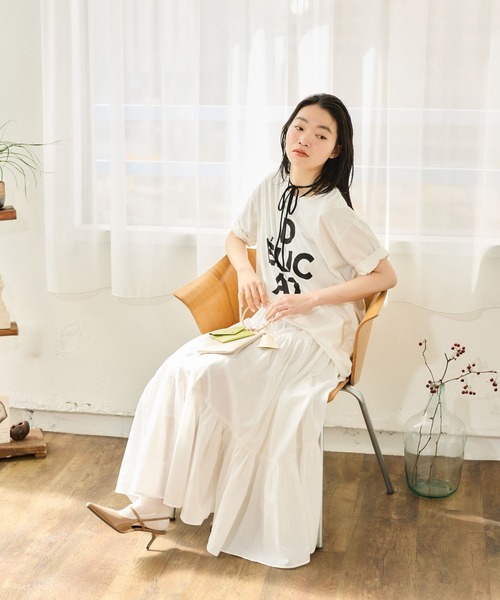 mysty woman（ミスティウーマン）の「DELICATロゴTEESS 668387（Tシャツ/カットソー・レディース・ブラック/チャコールグレー/オフホワイト・FREE）」の8枚目の写真