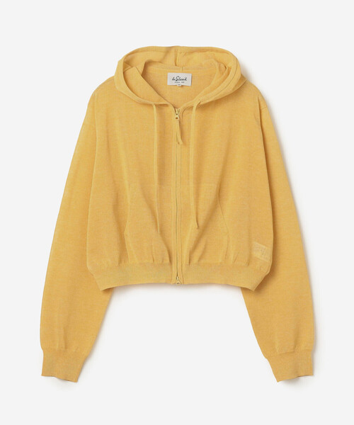 LE GLAZIK（ルグラジック）の「LE GLAZIK | シアーニット ジップパーカー WOMEN（パーカー・レディース・ダークグレー/イエロー系その他/ブラック/ライトグレー・36）」の4枚目の写真