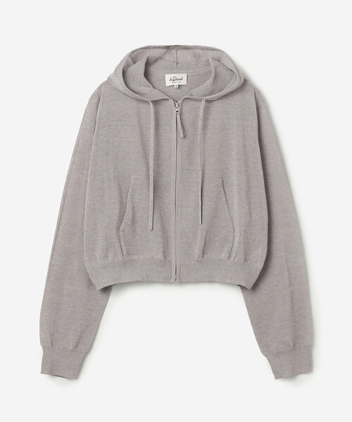 LE GLAZIK（ルグラジック）の「LE GLAZIK | シアーニット ジップパーカー WOMEN（パーカー・レディース・ダークグレー/イエロー系その他/ブラック/ライトグレー・36）」の3枚目の写真