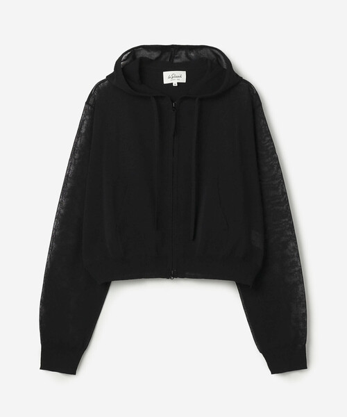 LE GLAZIK（ルグラジック）の「LE GLAZIK | シアーニット ジップパーカー WOMEN（パーカー・レディース・ダークグレー/イエロー系その他/ブラック/ライトグレー・36）」の2枚目の写真