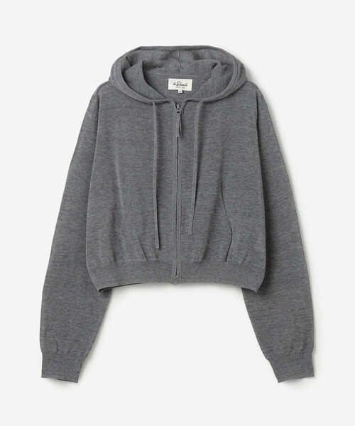 LE GLAZIK（ルグラジック）の「LE GLAZIK | シアーニット ジップパーカー WOMEN（パーカー・レディース・ダークグレー/イエロー系その他/ブラック/ライトグレー・36）」の13枚目の写真