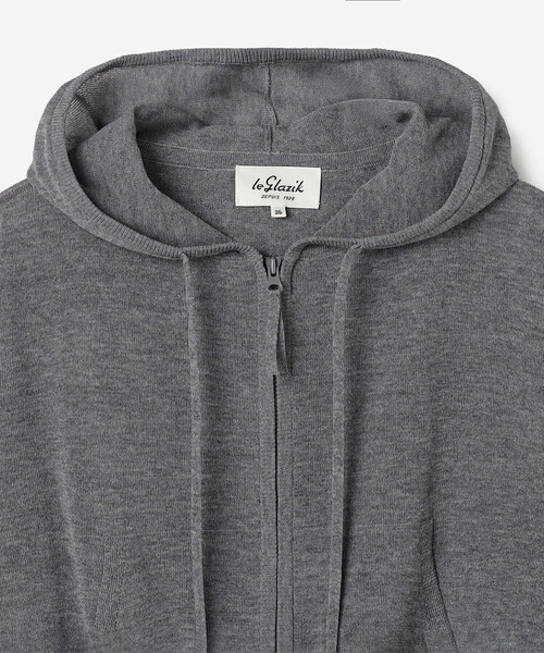 LE GLAZIK（ルグラジック）の「LE GLAZIK | シアーニット ジップパーカー WOMEN（パーカー・レディース・ダークグレー/イエロー系その他/ブラック/ライトグレー・36）」の15枚目の写真