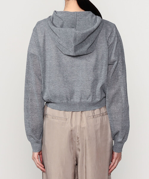 LE GLAZIK（ルグラジック）の「LE GLAZIK | シアーニット ジップパーカー WOMEN（パーカー・レディース・ダークグレー/イエロー系その他/ブラック/ライトグレー・36）」の12枚目の写真