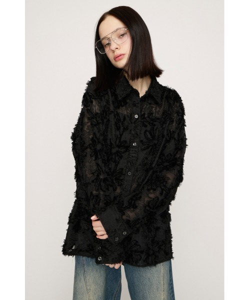 SLY(スライ)の「LOOSE LACE SH ルーズレースシャツ 春服(シャツ/ブラウス・レディース・アイボリー/ブラック・FREE)」の2枚目の写真