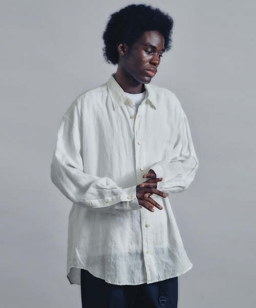 STUDIOUS(ステュディオス)の「【is-ness/イズネス】Linen Long-Sleeve Shirt(シャツ/ブラウス・メンズ・ホワイト/グレー・M/L)」の8枚目の写真