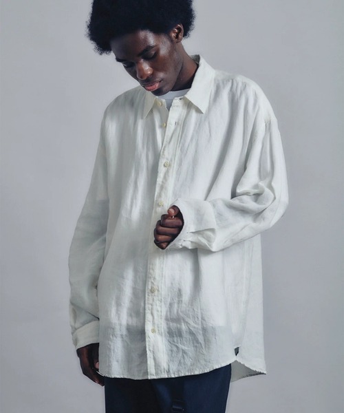 STUDIOUS(ステュディオス)の「【is-ness/イズネス】Linen Long-Sleeve Shirt(シャツ/ブラウス・メンズ・ホワイト/グレー・M/L)」の5枚目の写真