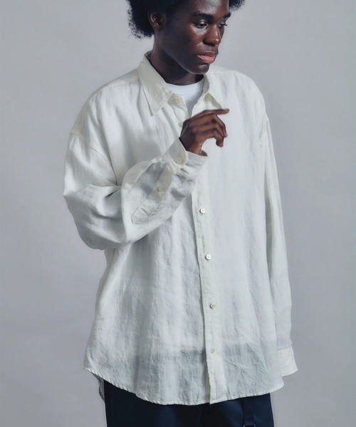 STUDIOUS(ステュディオス)の「【is-ness/イズネス】Linen Long-Sleeve Shirt(シャツ/ブラウス・メンズ・ホワイト/グレー・M/L)」の6枚目の写真