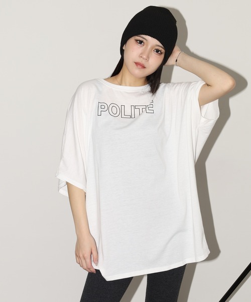 FUNALIVE(ファンアライブ)の「前後ロゴドルマンTチュニック 半端袖(Tシャツ/カットソー・レディース・ブラック/モカ/ホワイト・L)」の6枚目の写真