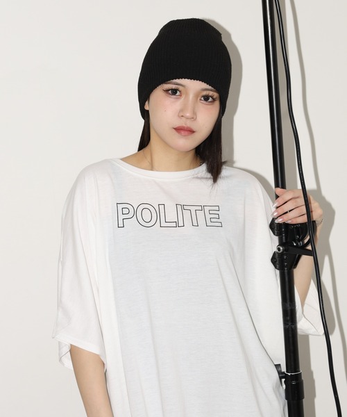 FUNALIVE(ファンアライブ)の「前後ロゴドルマンTチュニック 半端袖(Tシャツ/カットソー・レディース・ブラック/モカ/ホワイト・L)」の8枚目の写真
