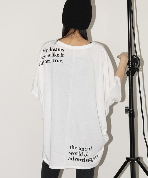 FUNALIVE(ファンアライブ)の「前後ロゴドルマンTチュニック 半端袖(Tシャツ/カットソー・レディース・ブラック/モカ/ホワイト・L)」の9枚目の写真