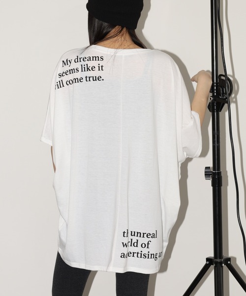 FUNALIVE(ファンアライブ)の「前後ロゴドルマンTチュニック 半端袖(Tシャツ/カットソー・レディース・ブラック/モカ/ホワイト・L)」の10枚目の写真