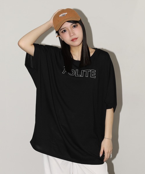 FUNALIVE(ファンアライブ)の「前後ロゴドルマンTチュニック 半端袖(Tシャツ/カットソー・レディース・ブラック/モカ/ホワイト・L)」の17枚目の写真